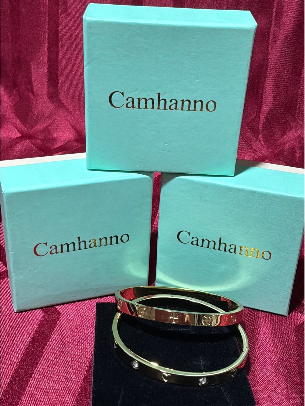 Camhanno 18k Gold Plated Women's Bracelets Set with Crystals